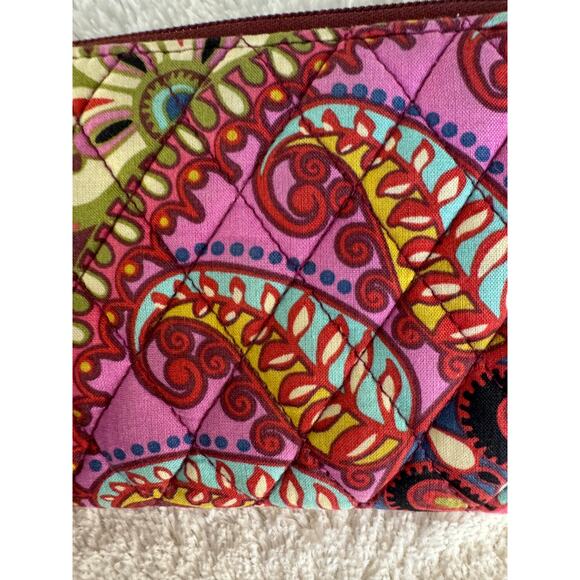 Vera Bradley Pink and Purple Paisley Zipper Wallet - Picture 3 of 6